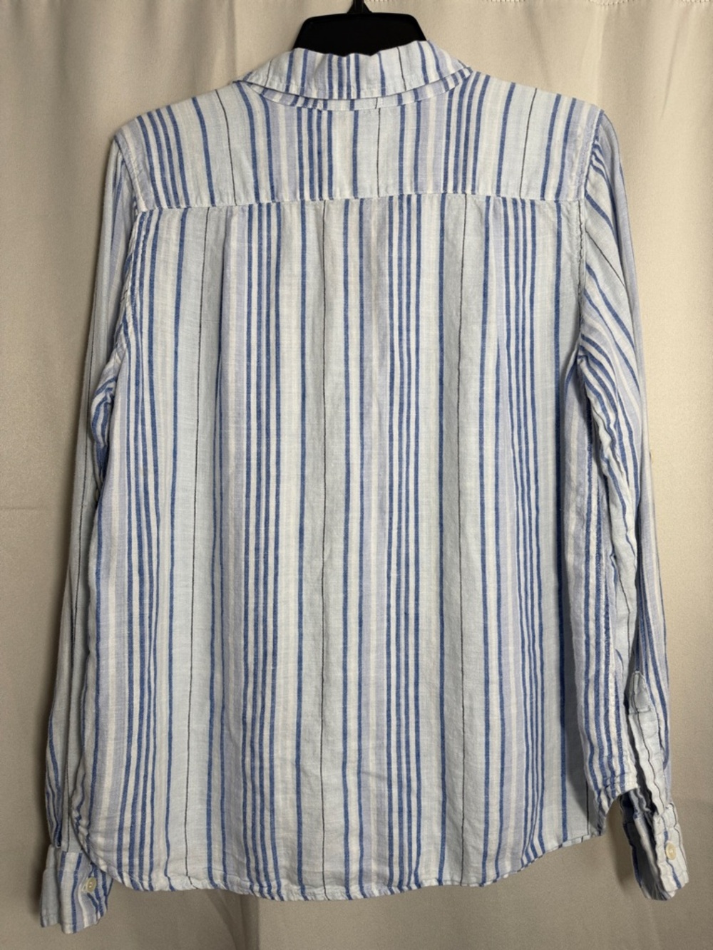 CP SHADES Blue White Stripe 100% Linen Button Down‎ Shirt Small - Picture 2 of 3